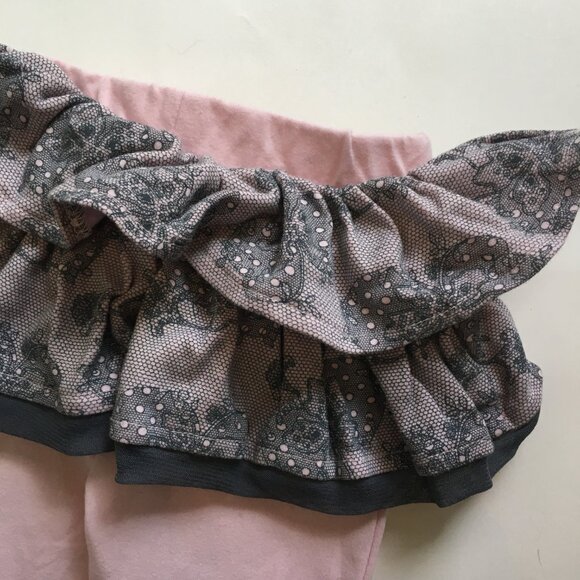 Baby V Skirt Sz 3 Months Pink Gray Lace Tights Jersey Knit - Picture 7 of 11